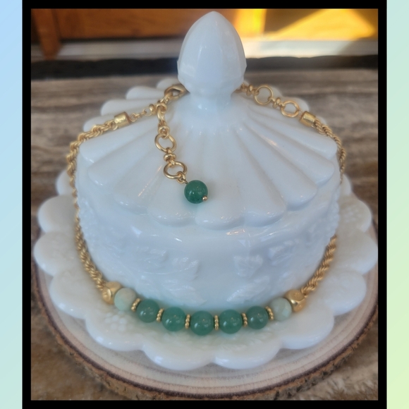 Genuine Green Aventurine & Amazonite Necklace • Adjustable 16–19” • Nickel-Free - Picture 2 of 3